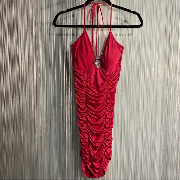 Fuchsia Ruched Mini Dress Size Small NWT - Picture 13 of 17